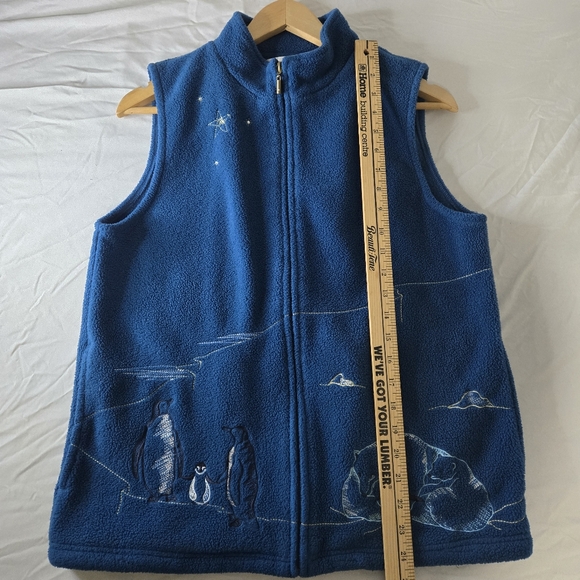Northern Reflections Blue Fleece Womens Medium Vest with Penguin Embroidery, - Picture 3 of 12